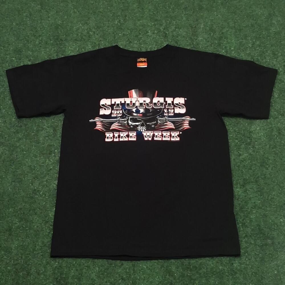 Vintage 2012 Sturgis T Shirt Mens Medium Black Double Sided Graphic Biker Tee